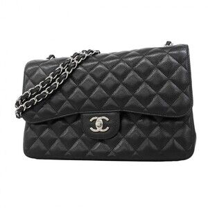 Chanel Shoulder Bag, Large Matelassé, Double Flap, Chain, Caviar Leather, Bla...